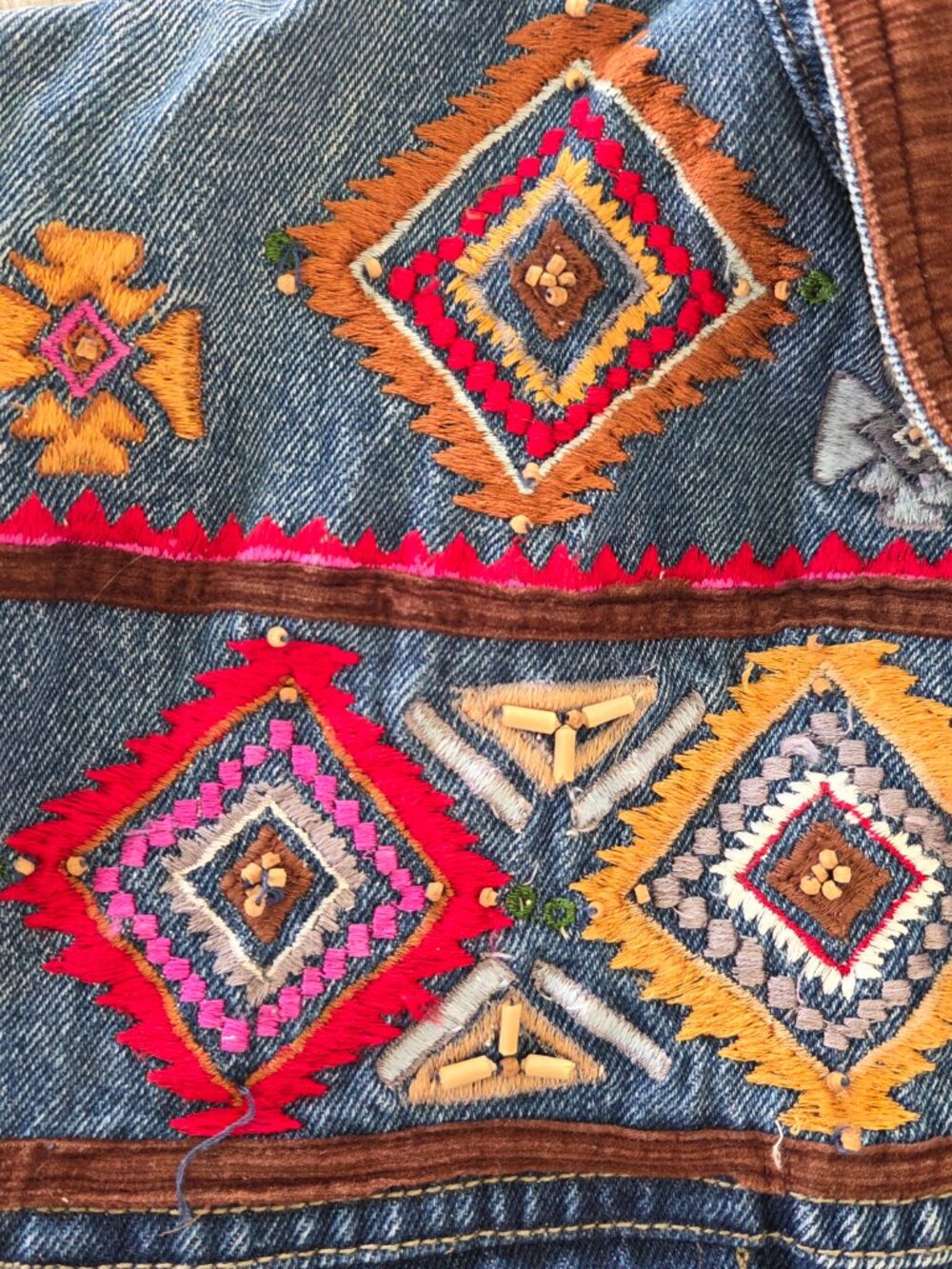 Vtg Agapo Collection Women's Denim Jacket Shacket Southwestern Embroidery Size L - Picture 7 of 15